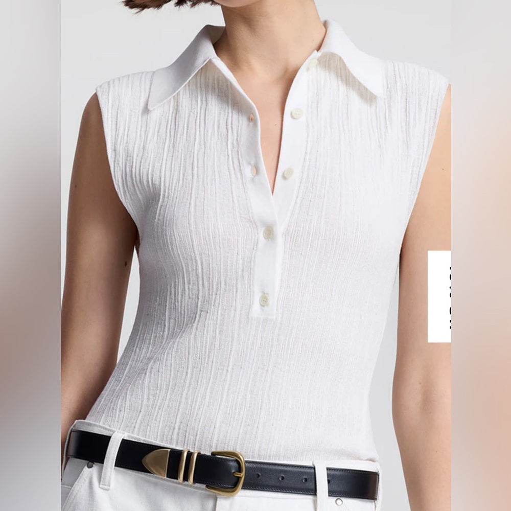A.L.C. White Textured Sleeveless Blouse